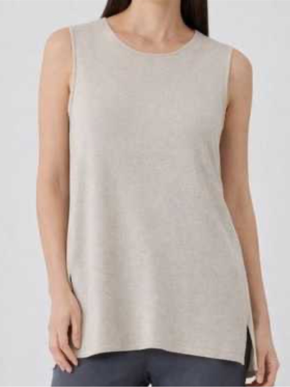 Eileen Fisher Italian Wool Sleeveless Oatmeal Knit Shell Tank